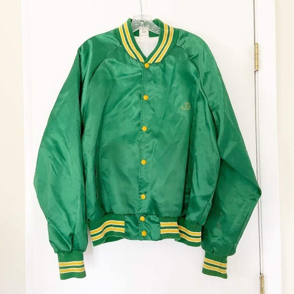John Deere Jackets & Coats Vintage 7s John Deere Green Satin Bomber
